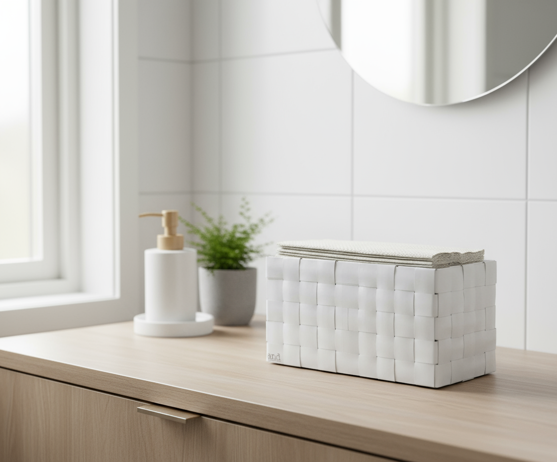 Käsipaperiteline 13 x 26 x 11 cm logolla - versio 1