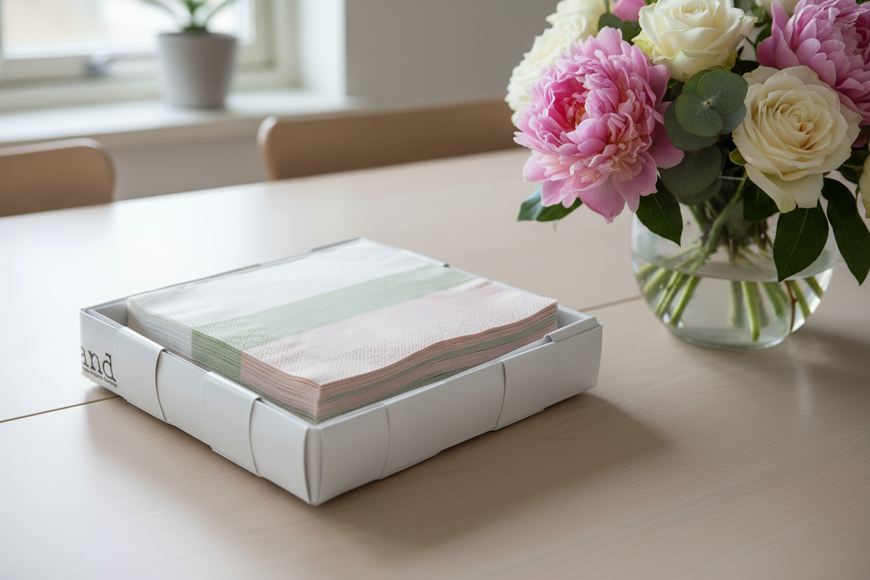 Tarjotin 3 x 14 x 14 cm isomman kukka-asetelman kanssa